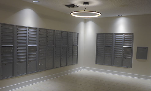 Resident mailboxes in lobby