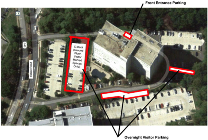 Aerial view of AKW displaying parking areas 